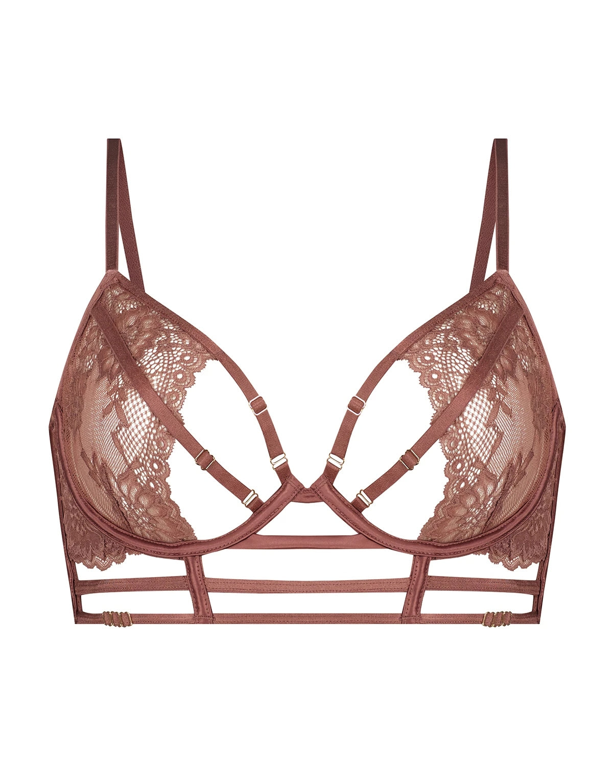 Roxanne Non Padded Underwired Longline Bra - Rose Brown