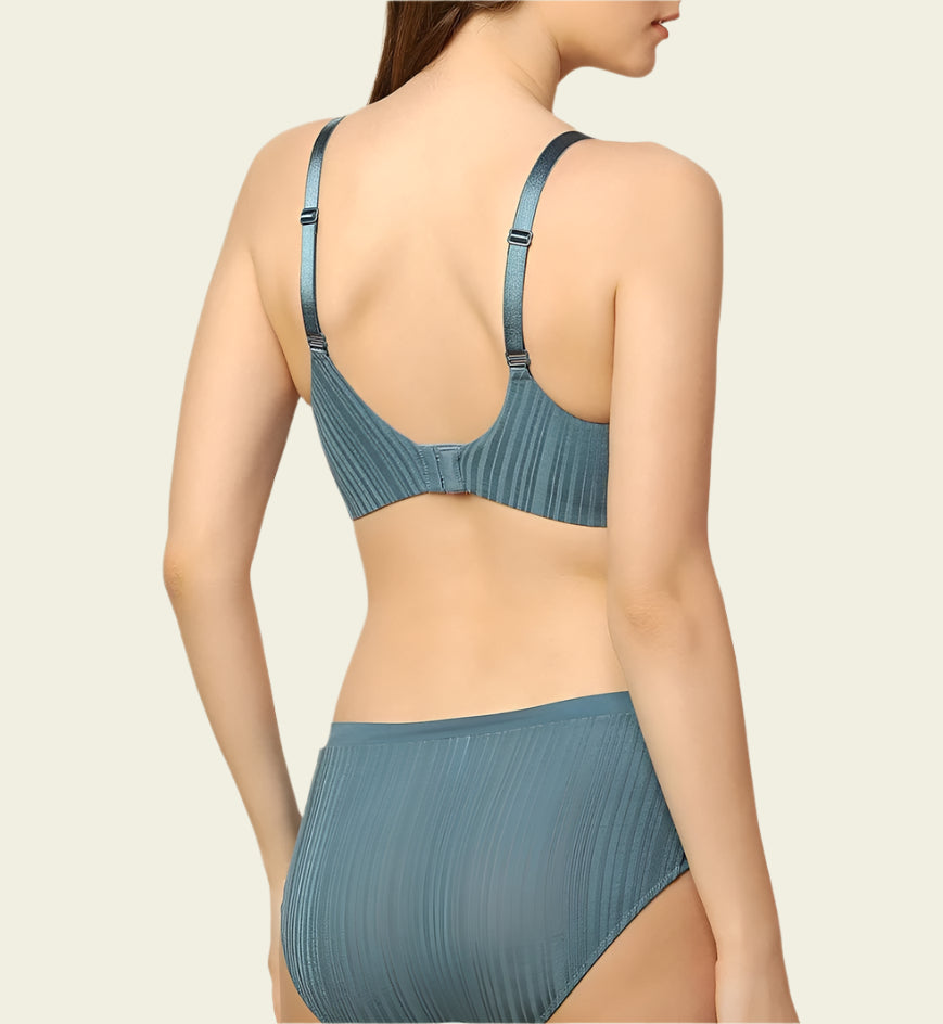 Body Make-Up Patchwork Padded Wired Bra - Liberty Blue