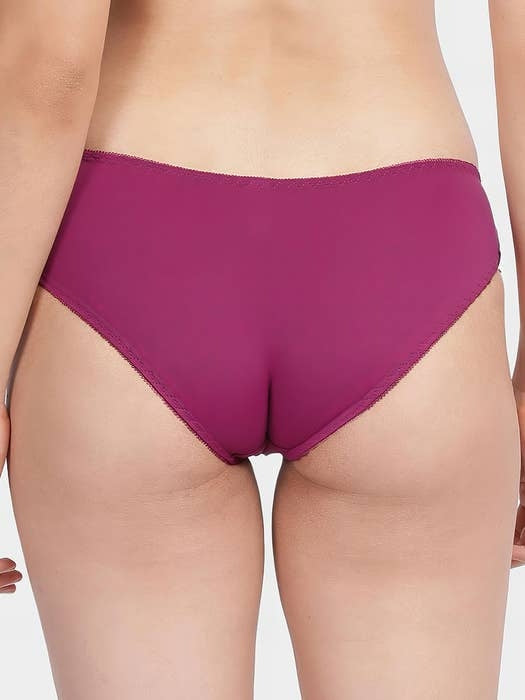 Dark Pink Lace Detailed Bikini Panty