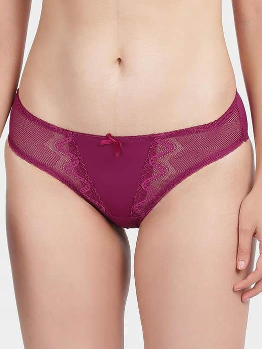 Dark Pink Lace Detailed Bikini Panty
