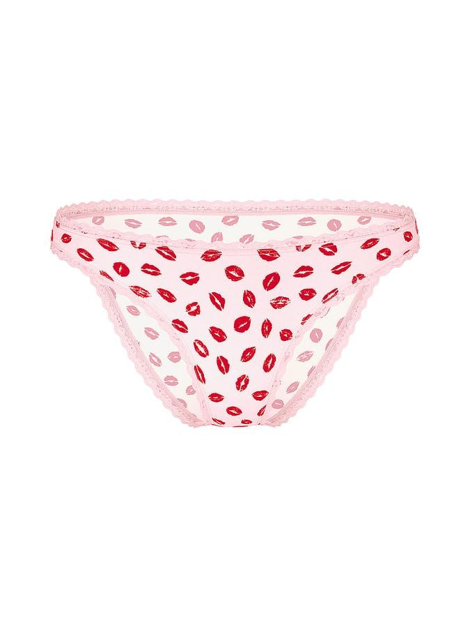Printed Low-Waist Bikini Panty - Pink