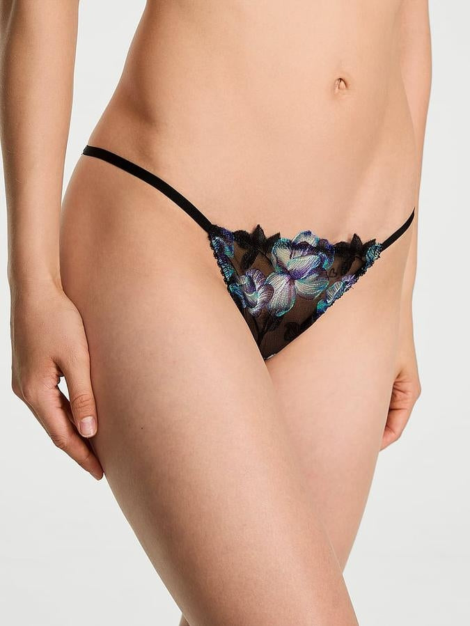 Open-Back Embroidered Bikini Panty