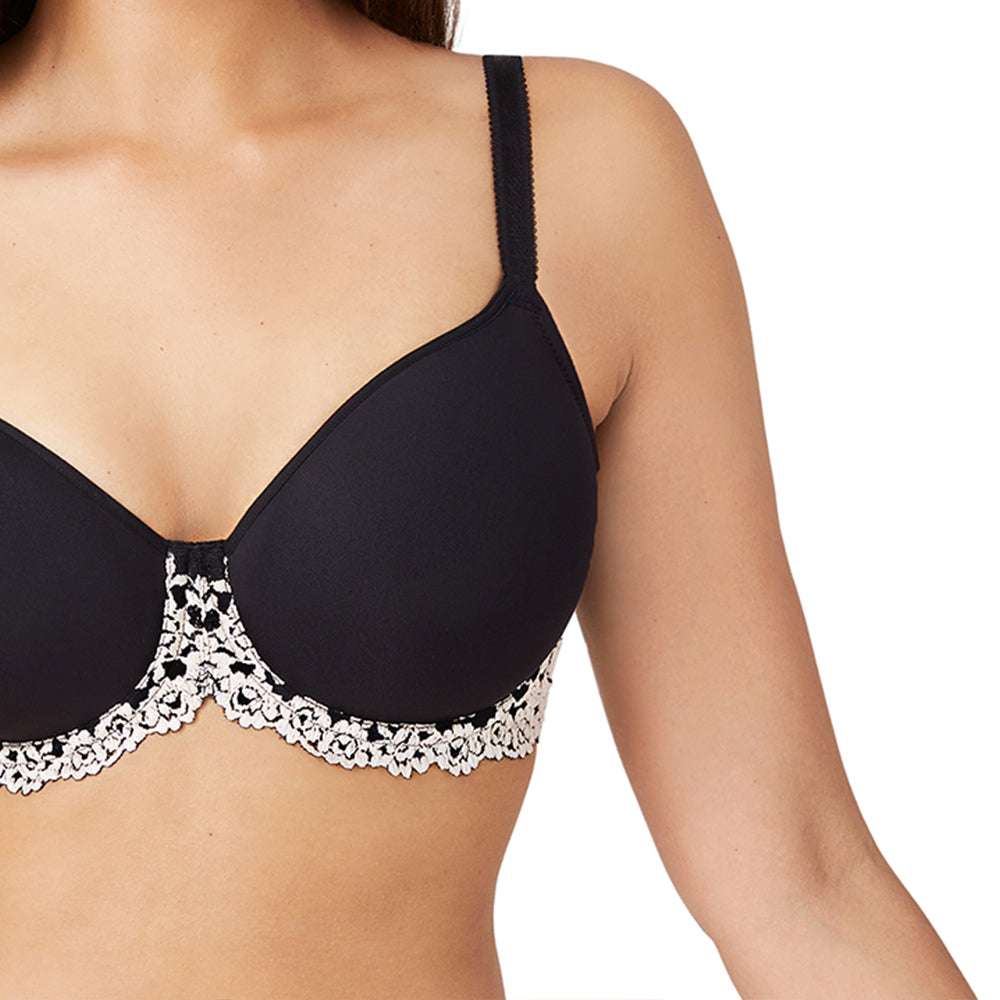 Padded Wired 3/4th Cup Everyday Wear Medium Coverage T-Shirt Bra - Black