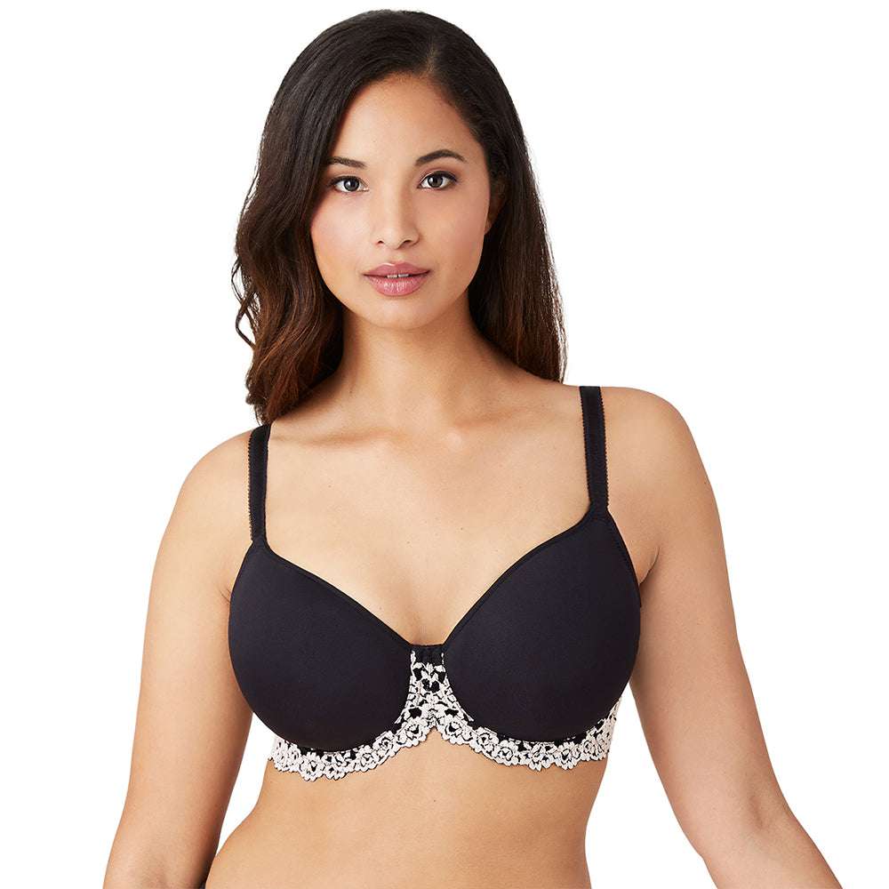 Padded Wired 3/4th Cup Everyday Wear Medium Coverage T-Shirt Bra - Black