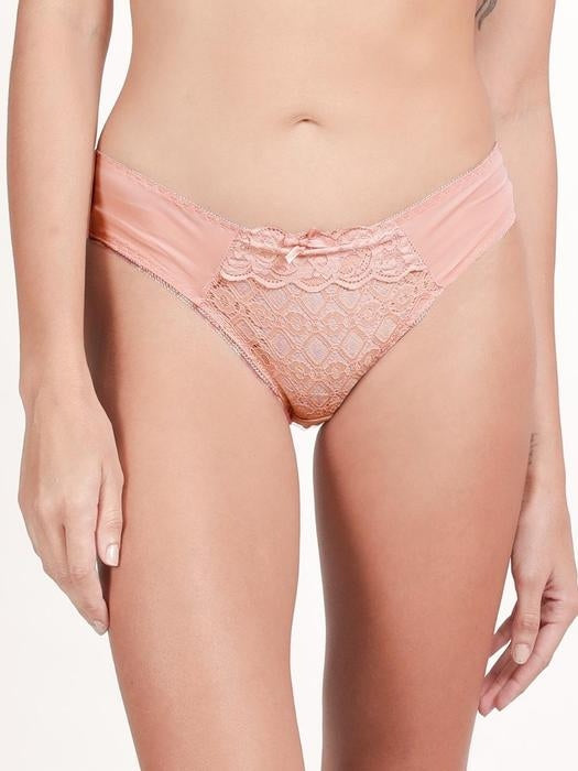 Full Lace Low Waist Bikini Panty - Pink