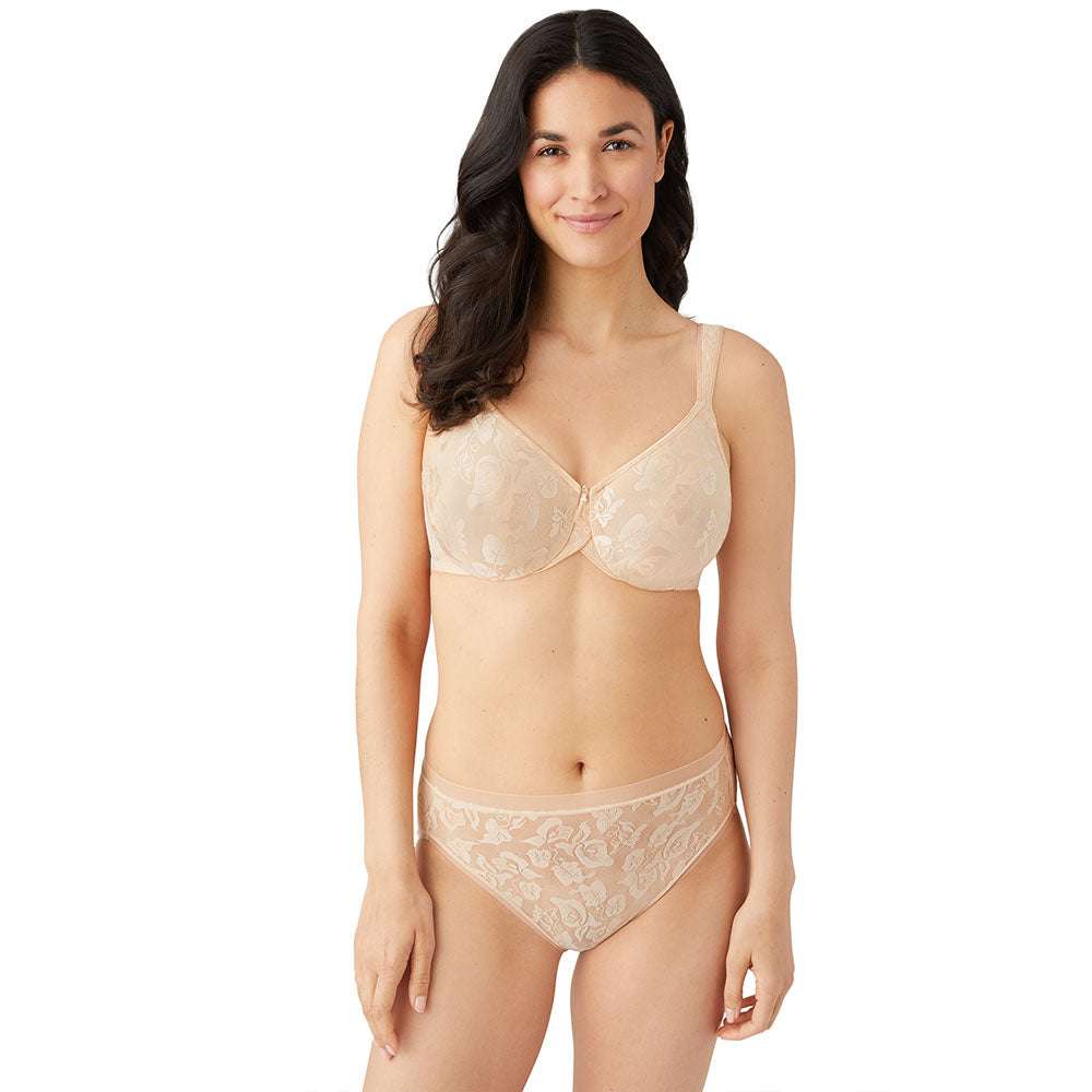 Non Padded Wired Full Coverage Plus Size Bra - Beige