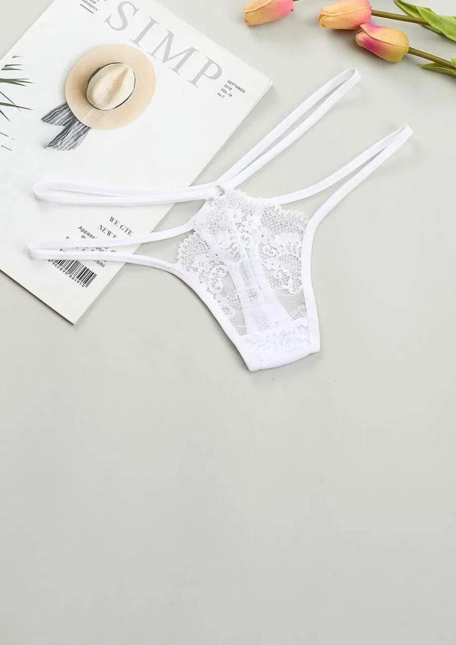 Low-rise T-back White Thong