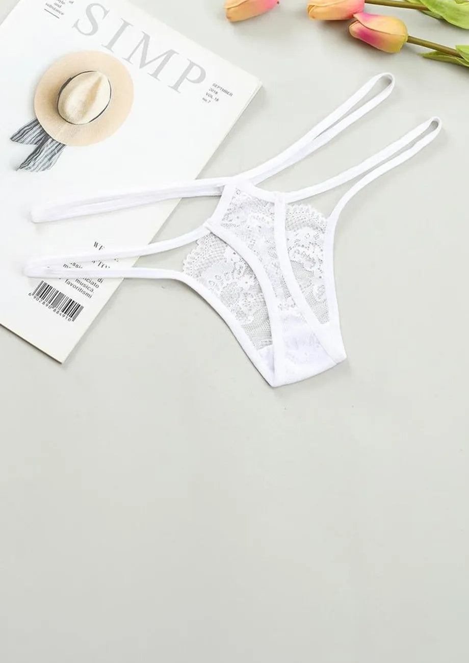 Low-rise T-back White Thong