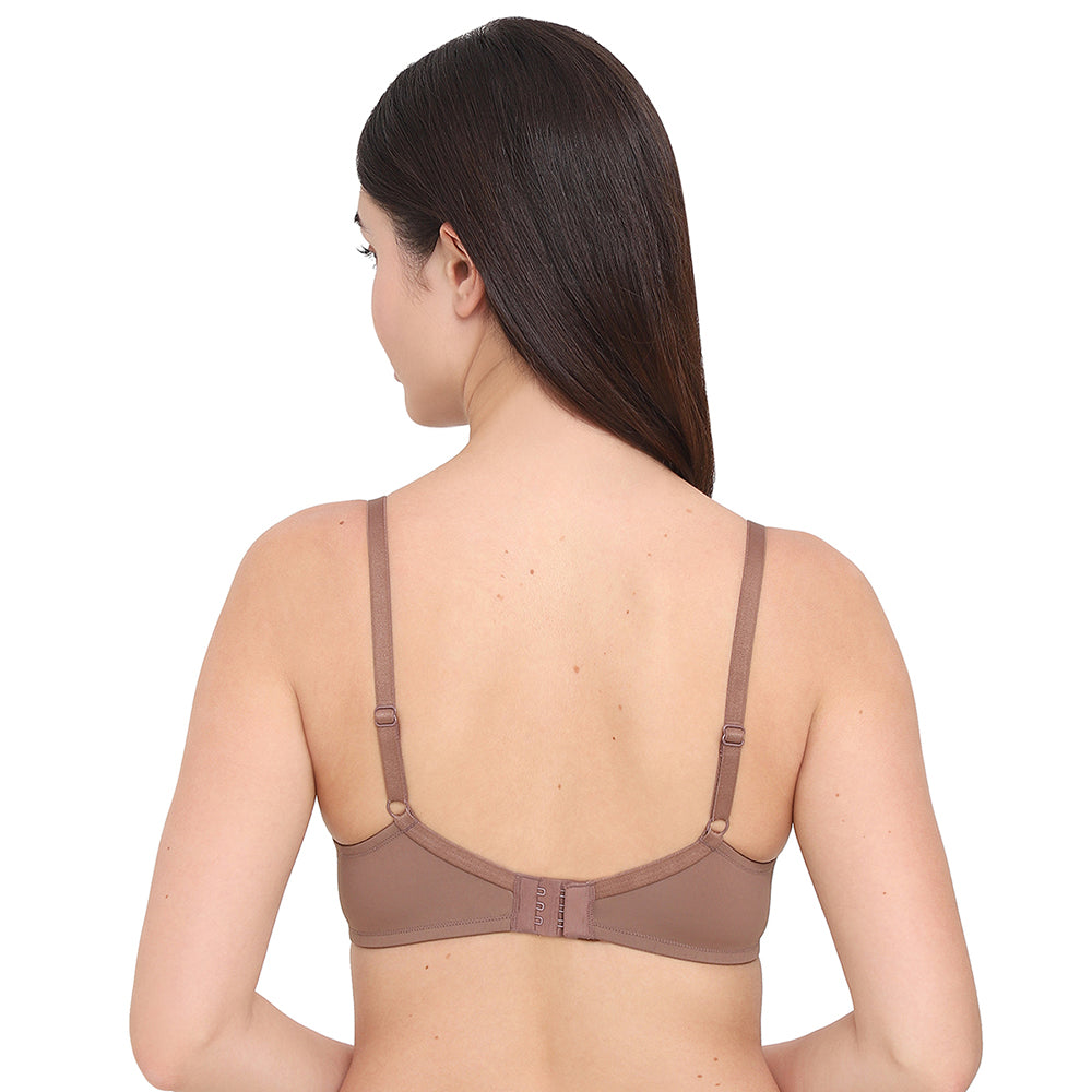 Padded Non-wired 3/4th Cup Everyday Wear T-shirt Bra - Brown