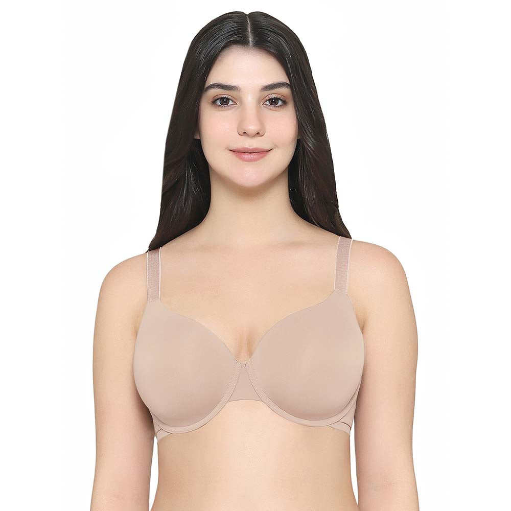 Padded Wired Full Cup Everyday Wear T-Shirt Bra - Beige