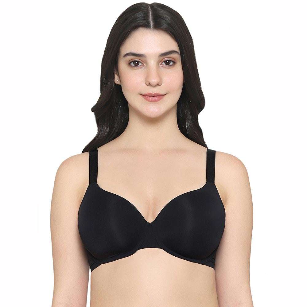 Padded Wired Full Cup Everyday Wear T-Shirt Bra - Black