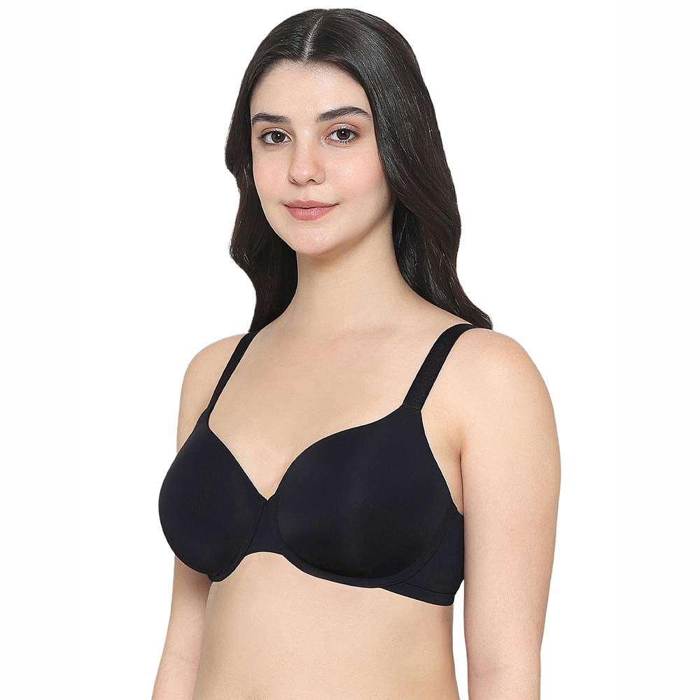 Padded Wired Full Cup Everyday Wear T-Shirt Bra - Black