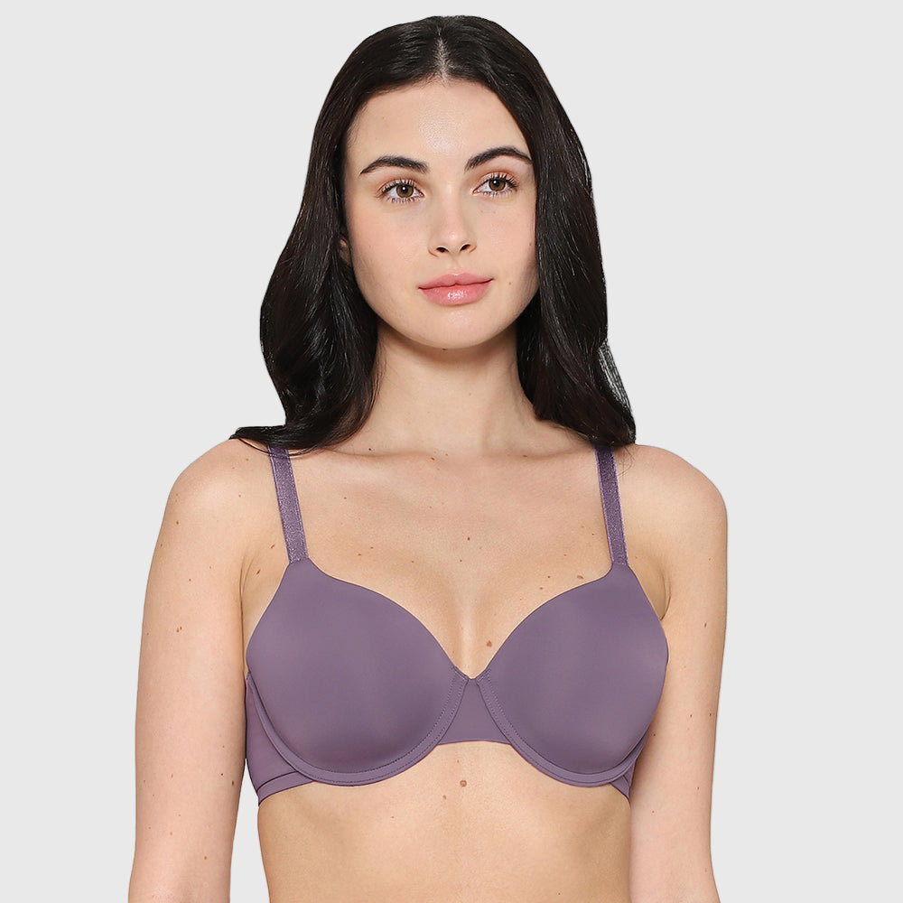 Padded Wired Full Cup Everyday Wear T-Shirt Bra - Purple