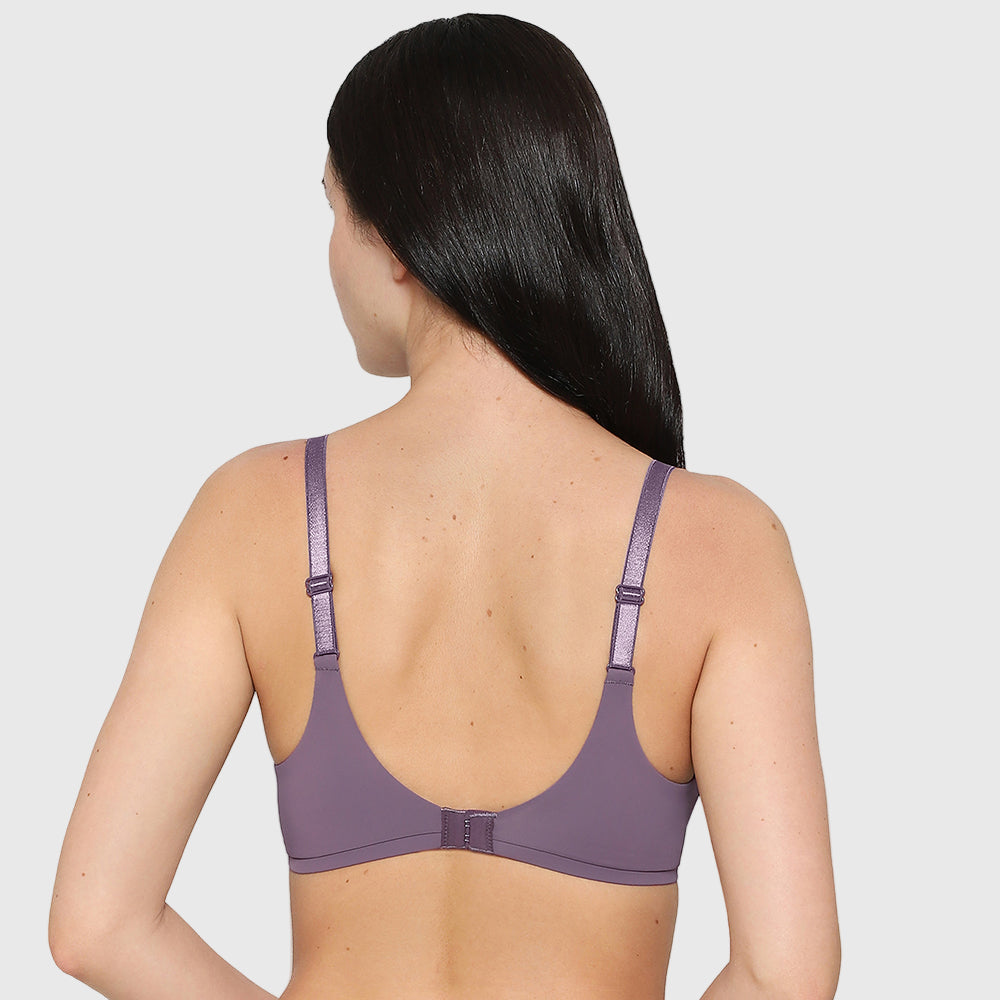 Padded Wired Full Cup Everyday Wear T-Shirt Bra - Purple