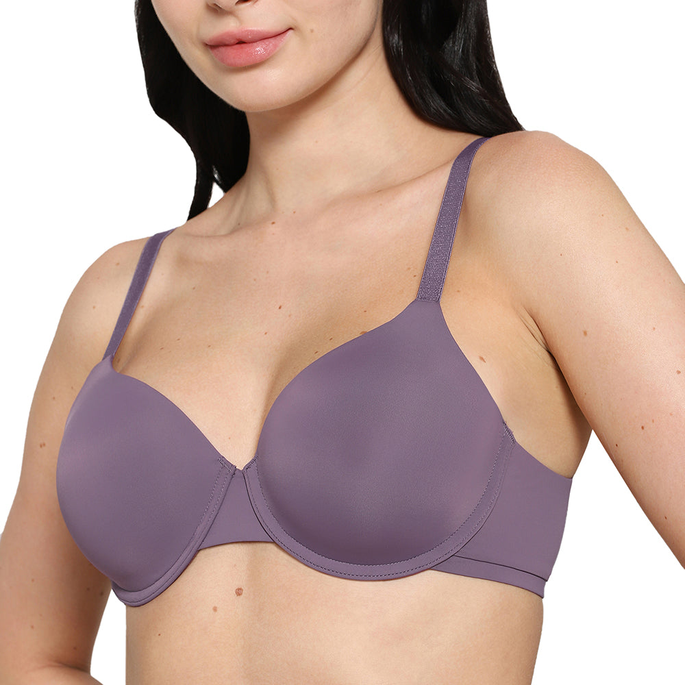 Padded Wired Full Cup Everyday Wear T-Shirt Bra - Purple