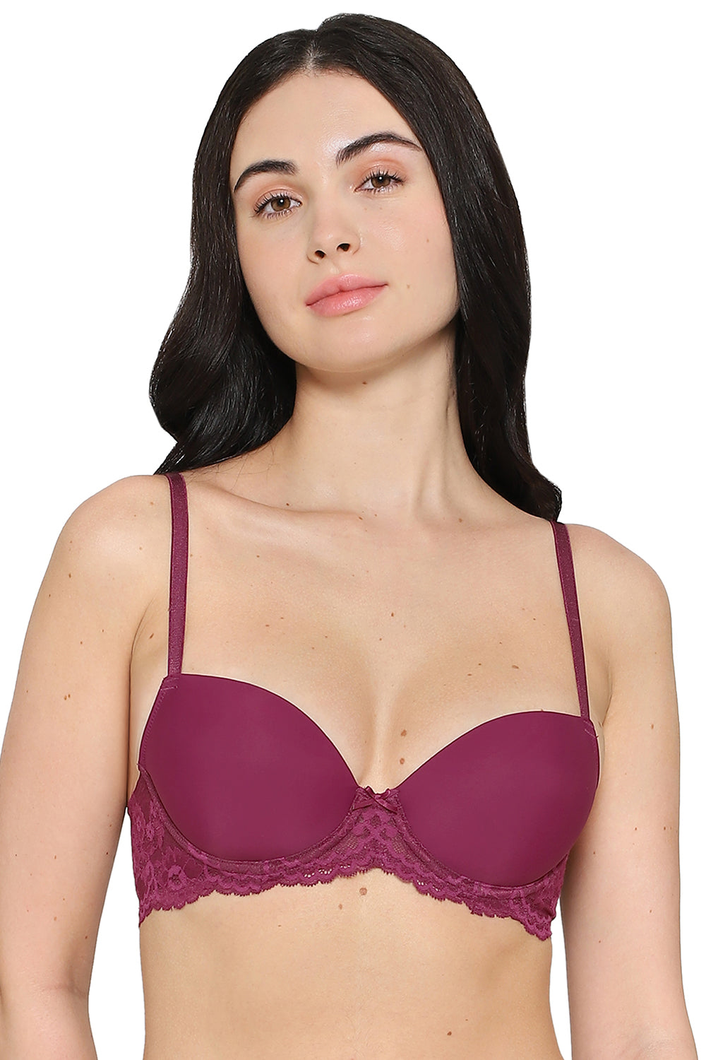 Lace-Trim Plunging Padded Bra