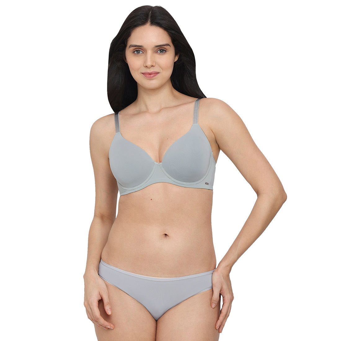 Padded Wired Full Cup Everyday Wear T-Shirt Bra - Grey