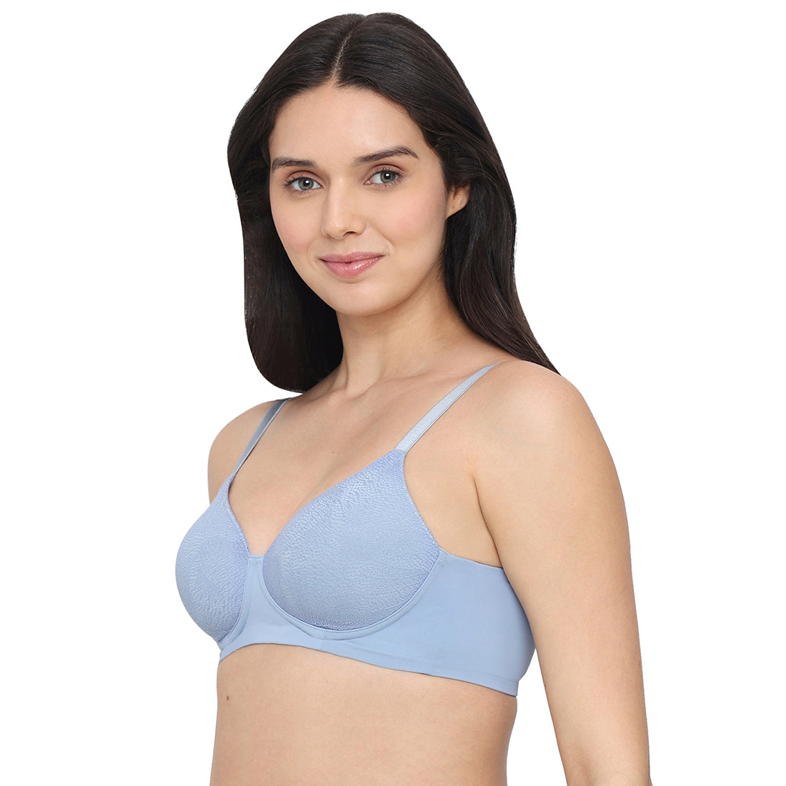 Padded Wired Full Cup Everyday Wear T-Shirt Bra - Blue