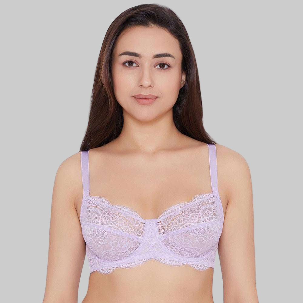 Non Padded Wired Full Cup Bridal Bra - Lavender