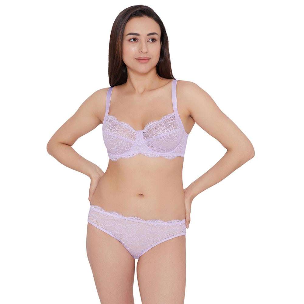 Non Padded Wired Full Cup Bridal Bra - Lavender