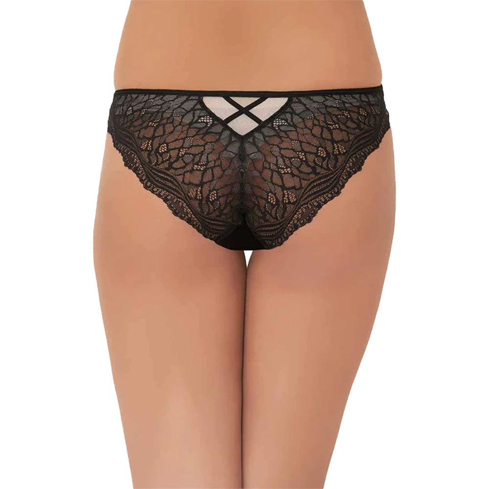 Low Waist Medium Coverage Bridal Panty - Black
