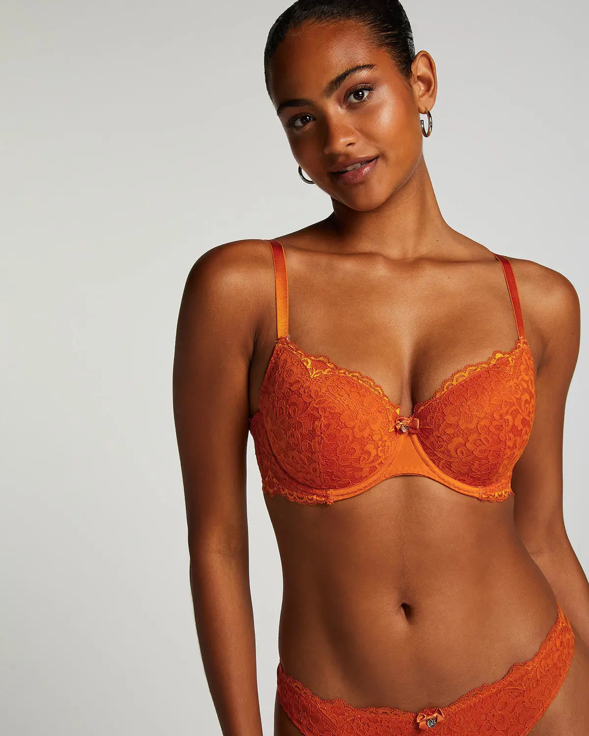 Orange Padded Underwired Bra