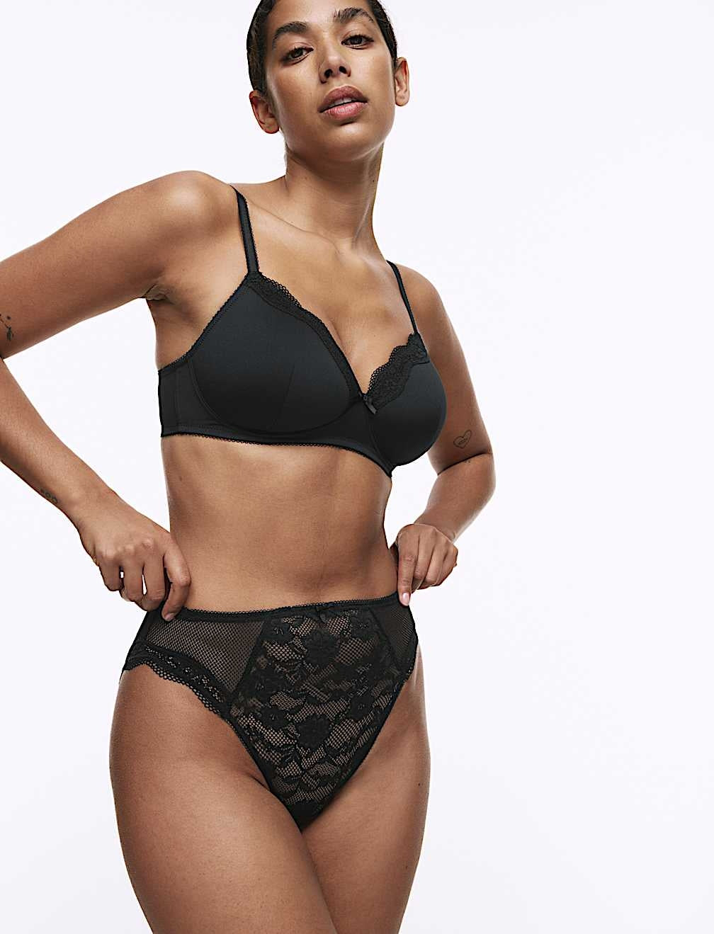 M&S Non-Wired Padded Full Cup Bra - Black