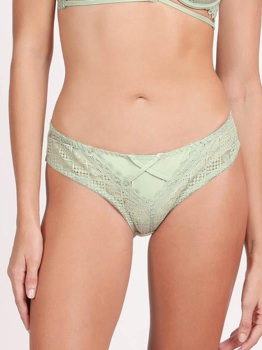 Front Full Lace With Crisscross Panty - Light Olive