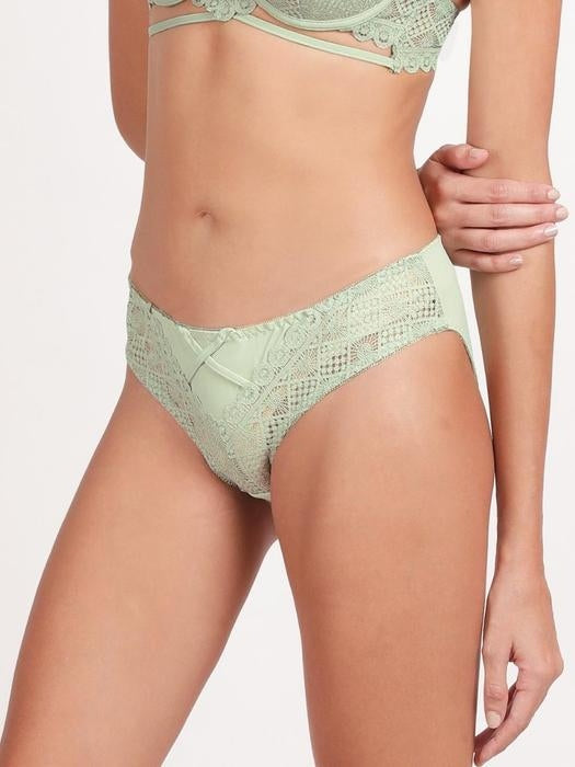 Front Full Lace With Crisscross Panty - Light Olive