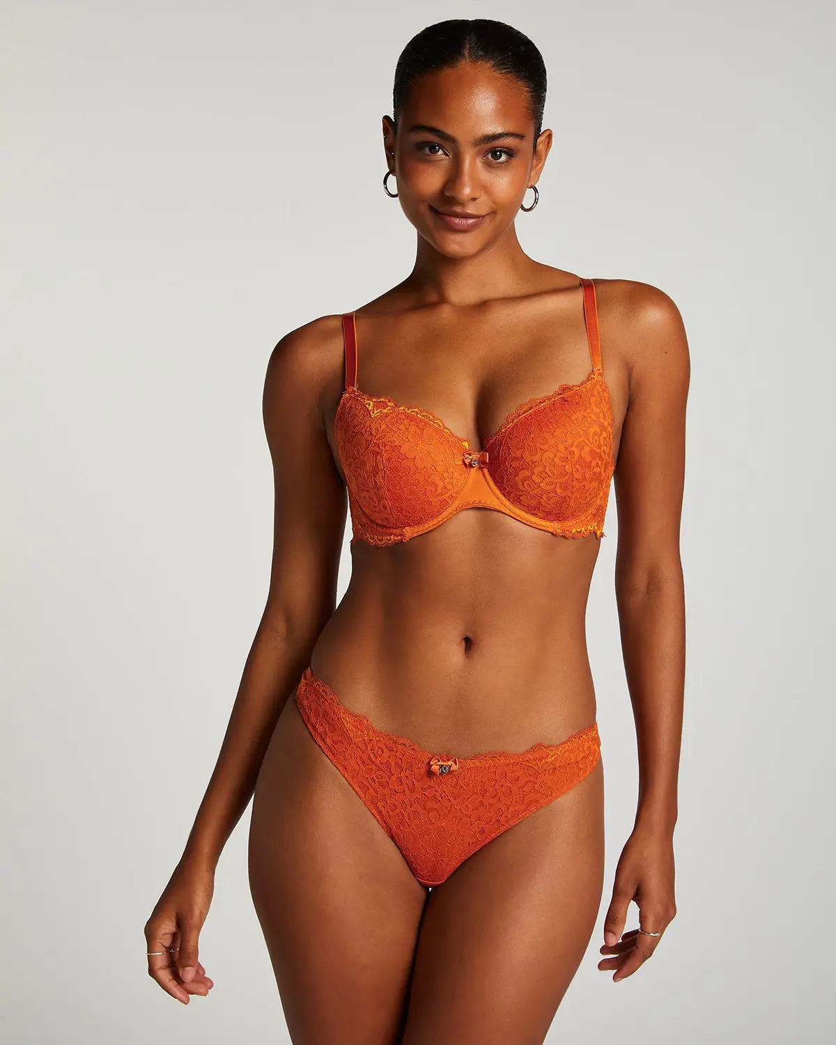 Orange Padded Underwired Bra